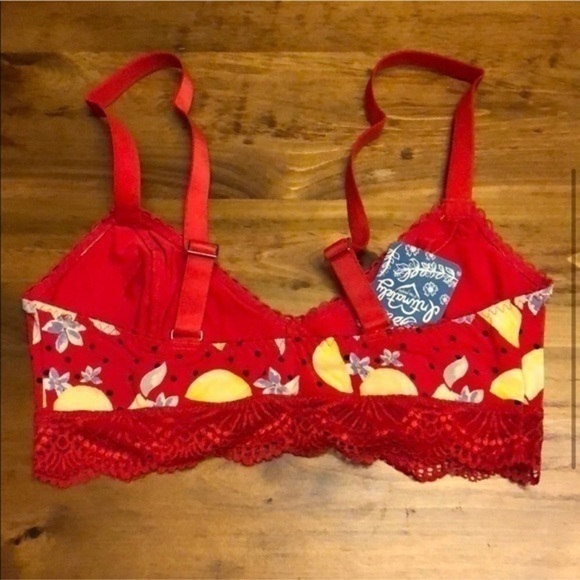 Free People Mari Lemon Cherry Red Bra Small New - Picture 3 of 3